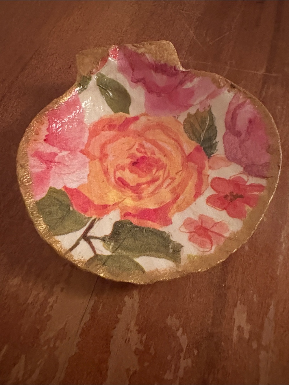 Floral Decorative Trinket Dish - Pink and Yellow